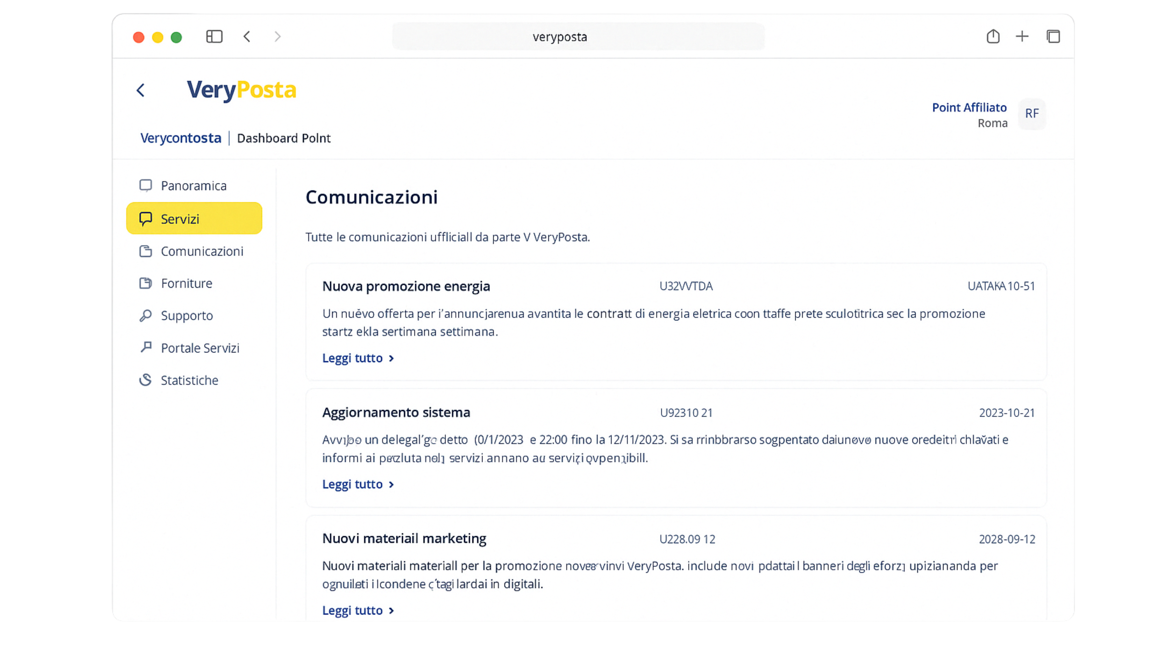 Dashboard Affiliati VeryPosta